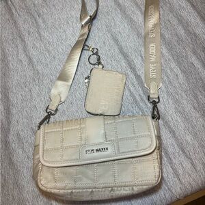 Steve Madden Beige Quilted Crossbody Bag